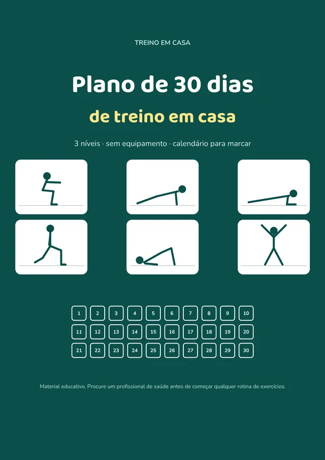 Capa do plano de 30 dias de treino em casa